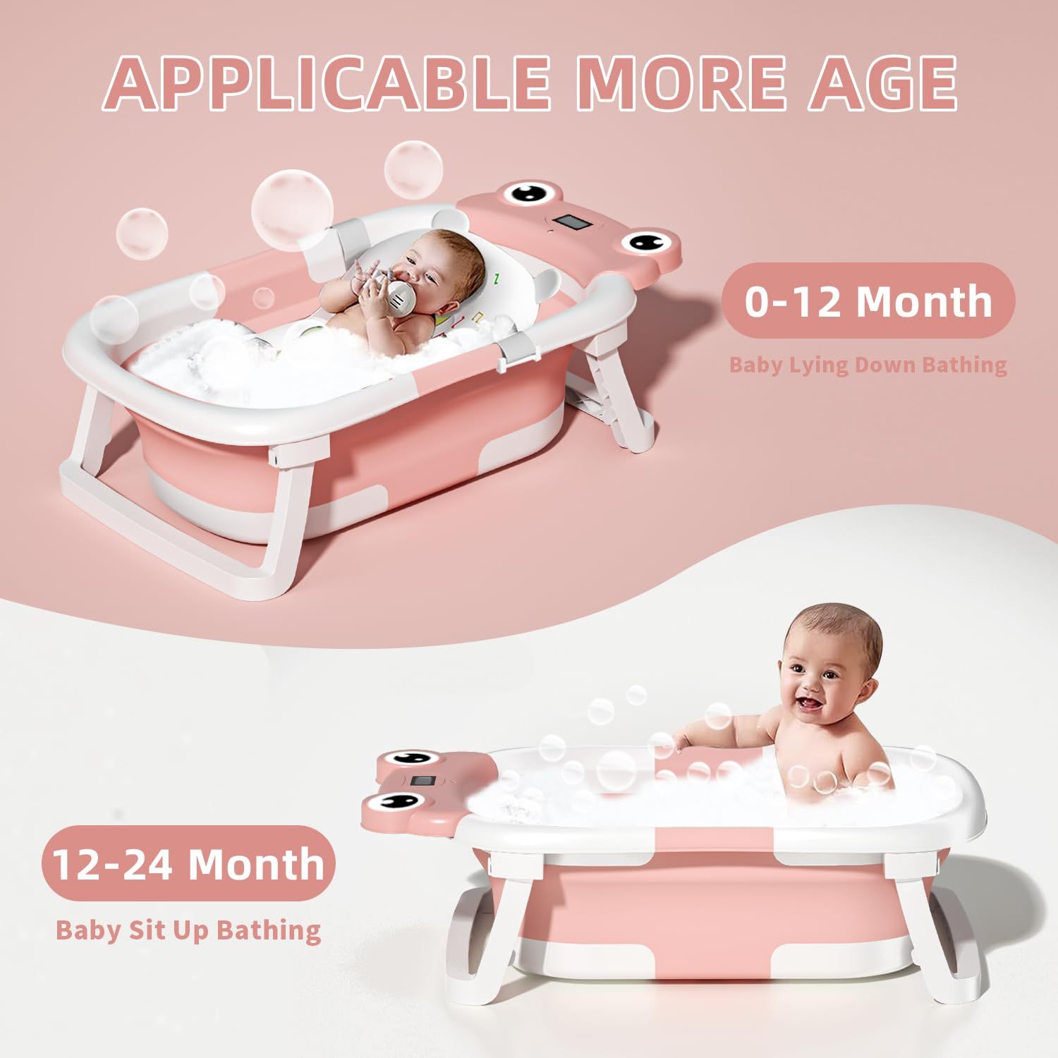 Adjustable Baby Bathtub with Drain and Support Legs – US Stock