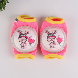 Blue and white knee pads with superhero shield design