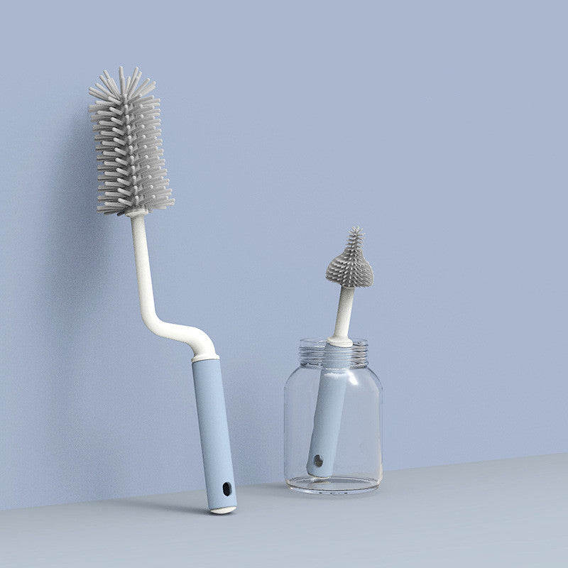 Bottle cleaning brush in glass jar – flexible silicone for deep clean – ships from USA
