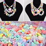 Boxed DIY jewelry kit for girls with over 200 colorful plastic beads
