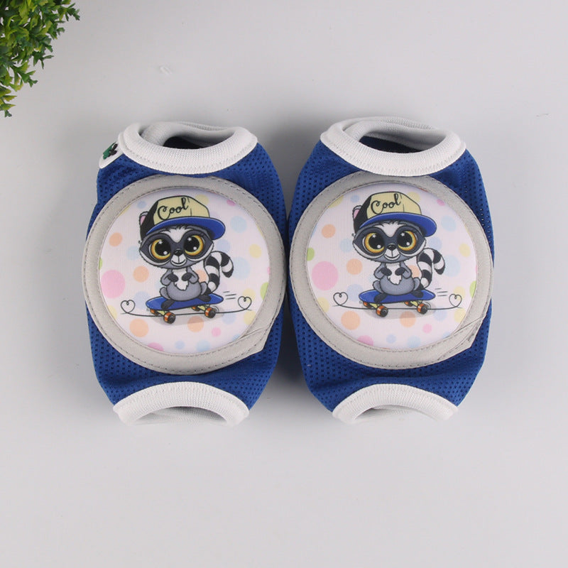 Green and black baby knee pads with Mickey Mouse face
