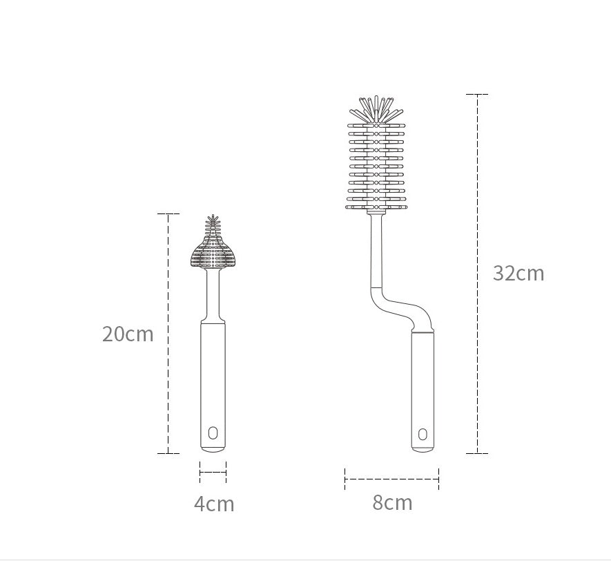Measurement diagram of baby bottle brush and nipple cleaner – ergonomic design – USA based
