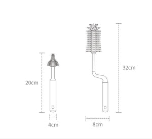 Measurement diagram of baby bottle brush and nipple cleaner – ergonomic design – USA based