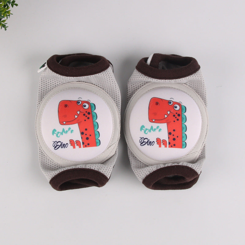 Pair of baby crawling knee pads with cartoon animal print