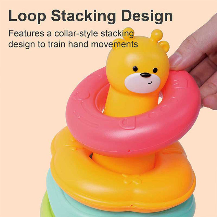 Rainbow-colored stacking toy for toddlers made from child-safe materials