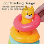 Rainbow-colored stacking toy for toddlers made from child-safe materials