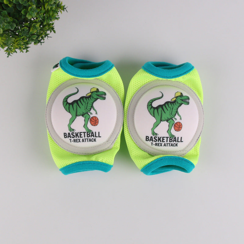 Set of baby crawling knee pads with fun and playful themes