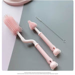 USA-Based Flexible Baby Bottle Brush with Nipple Cleaner and Straw Brush