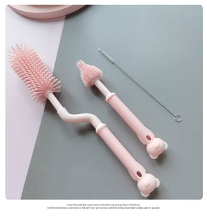 USA-Based Flexible Baby Bottle Brush with Nipple Cleaner and Straw Brush