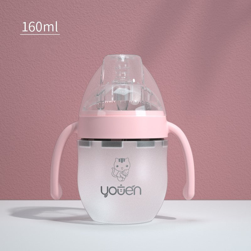 White & Green Baby Bottle 240ml – Ergonomic Handle – USA Based Store