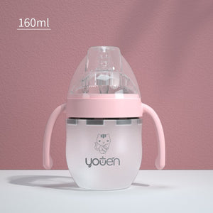 White & Green Baby Bottle 240ml – Ergonomic Handle – USA Based Store